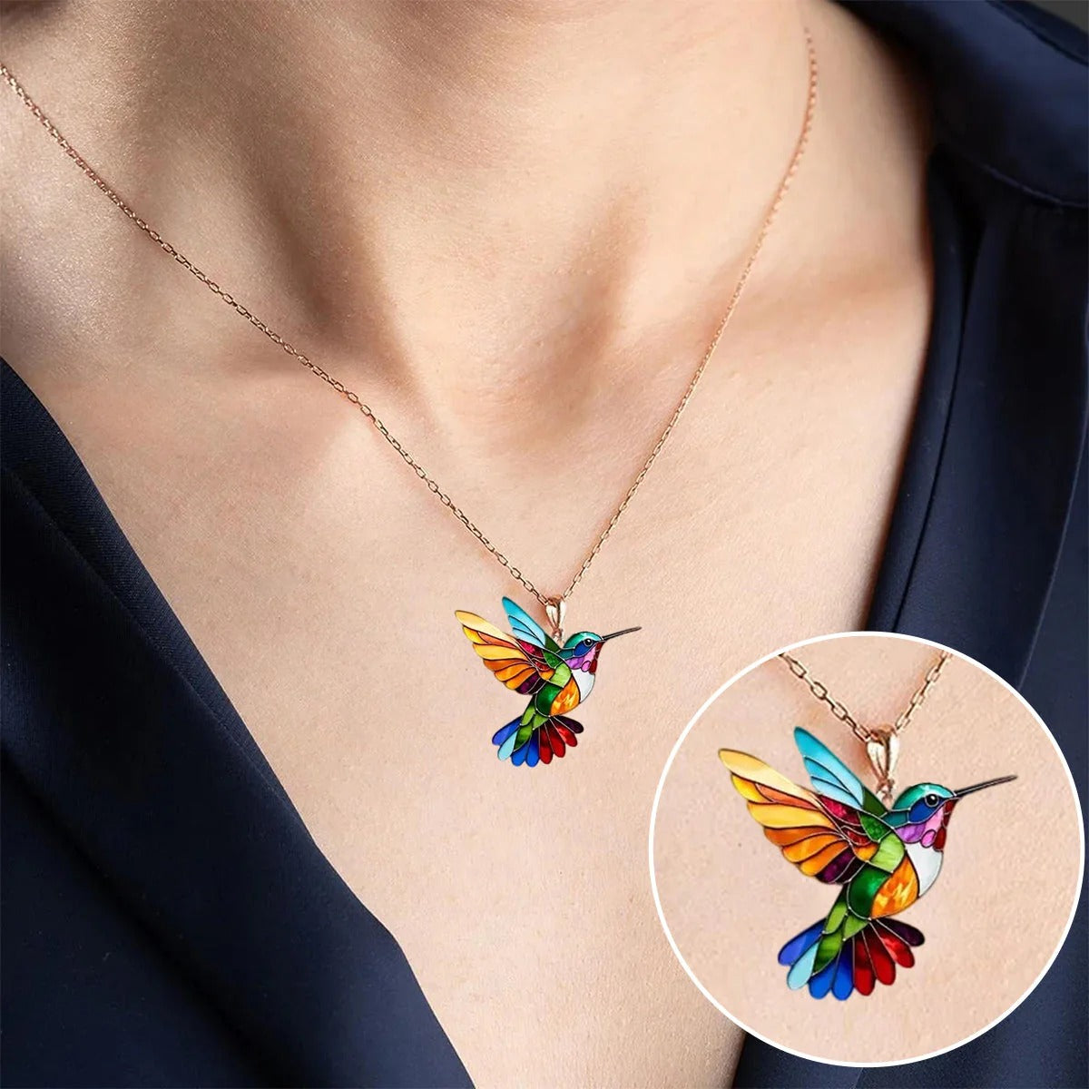 Best Gift Of 2026 | Rainbow Hummingbird Necklace + Matching Earrings (Free Gift)