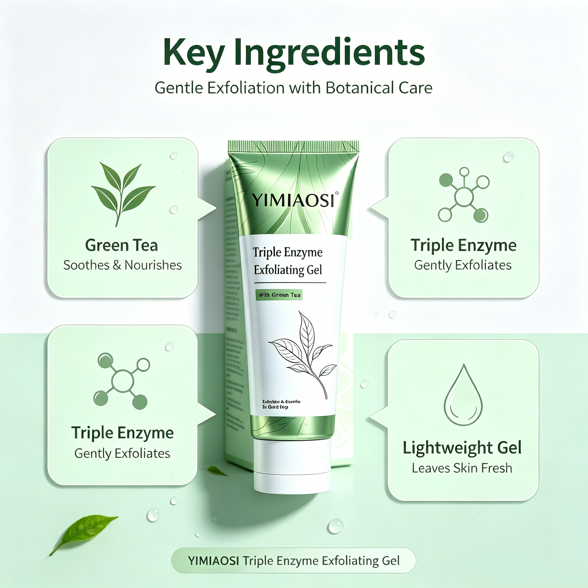 Green Tea Triple Enzyme Peeling Gel – Gently Removes Dead Skin Cells for Brighter, Smoother Skin