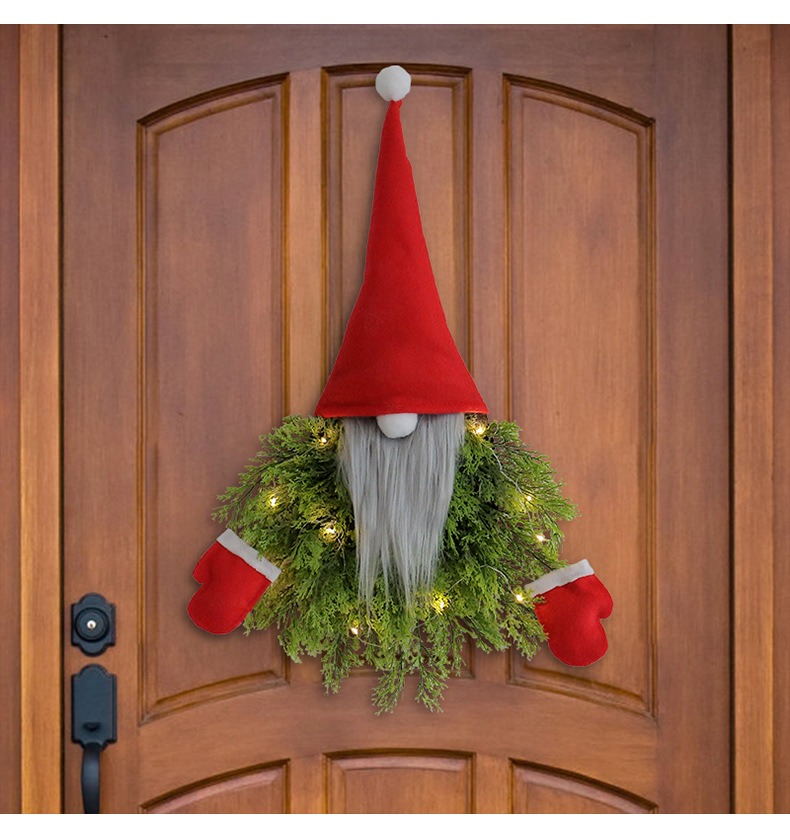 🔥Christmas Discount 50% Off✨ Lighted Gnome Christmas Door Wreath