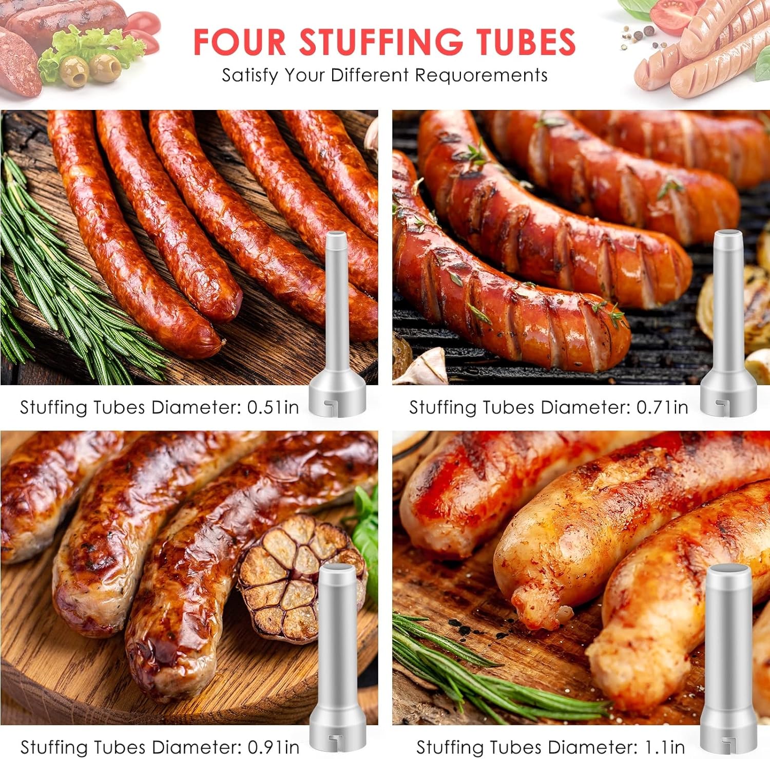 🔥Last Day Promotion - 49% OFF - Sausage Stuffer with 4 Different Sizes Stuffing Tubes