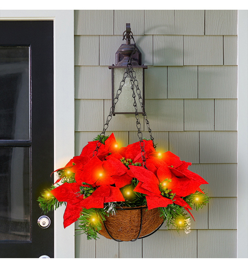 🎄2025 Super Value Set🏆🔥Artificial Christmas Flowers Hanging Poinsettias