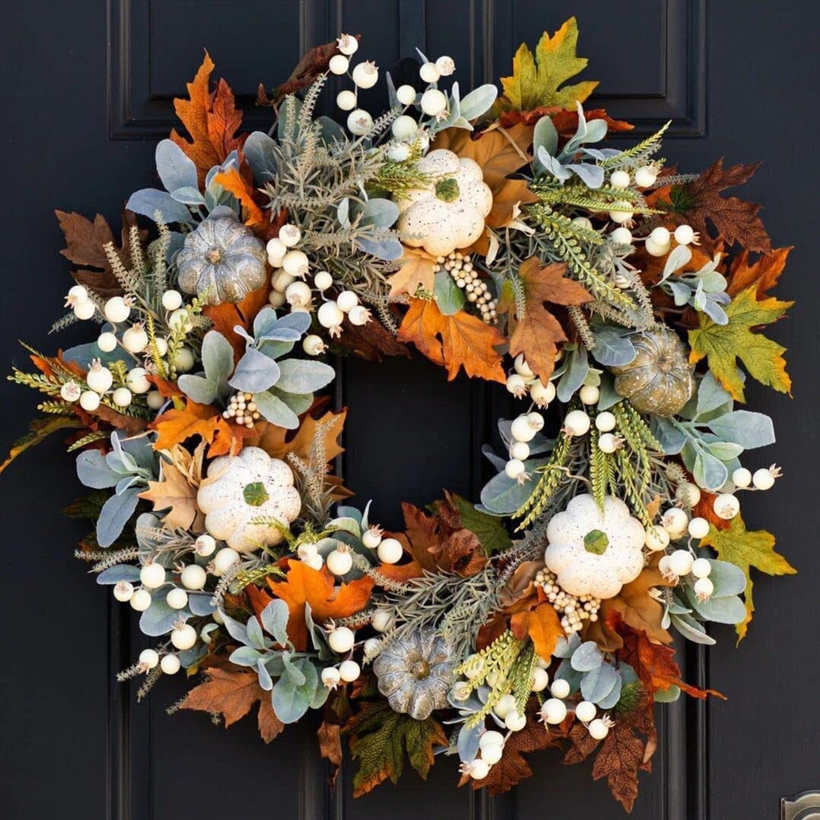 🍁Special Fall Sale 49% OFF-Fall Wreath with Pumpkin Maple Leaves🎃