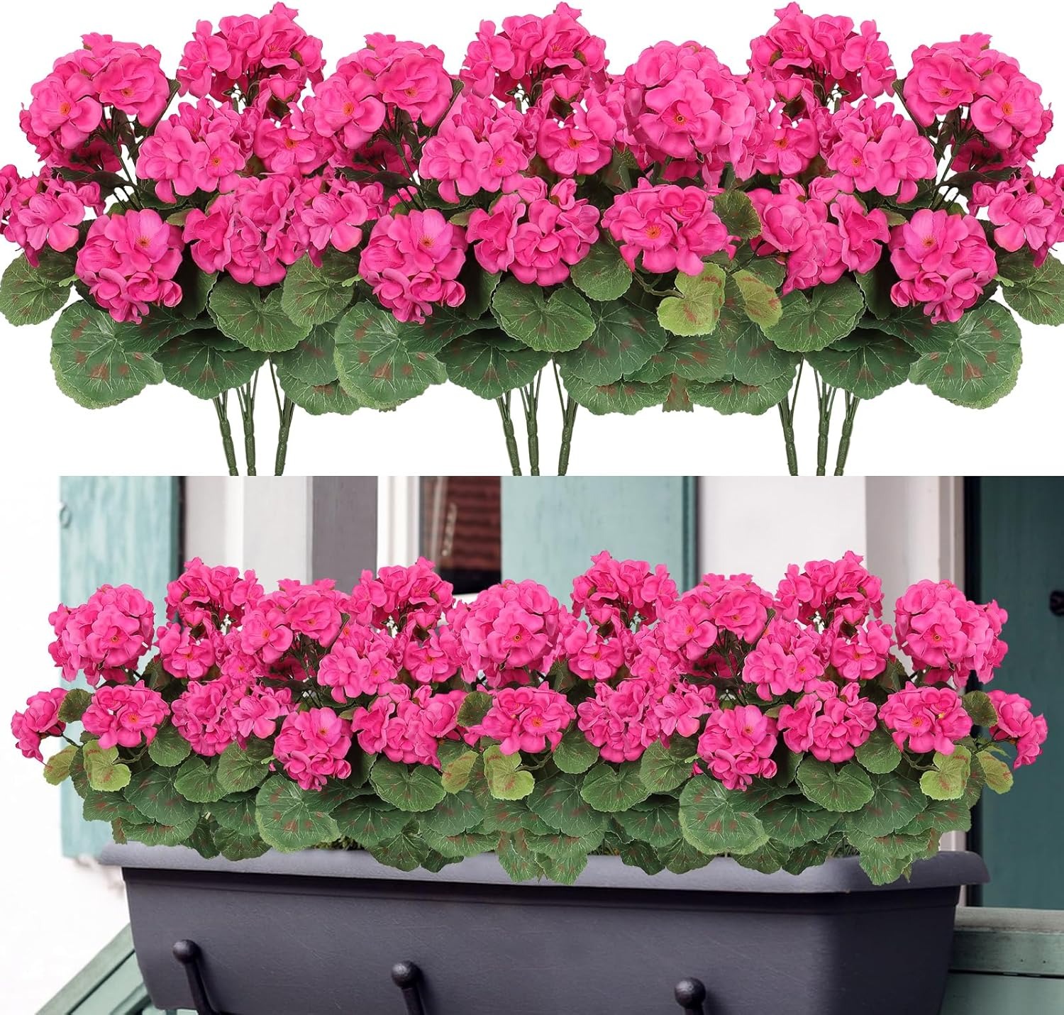 Artificial Geranium Flowers for Outdoors UV  Resistant Garden Plants Faux Flowers for Home Kitchen Table Centerpieces Decor