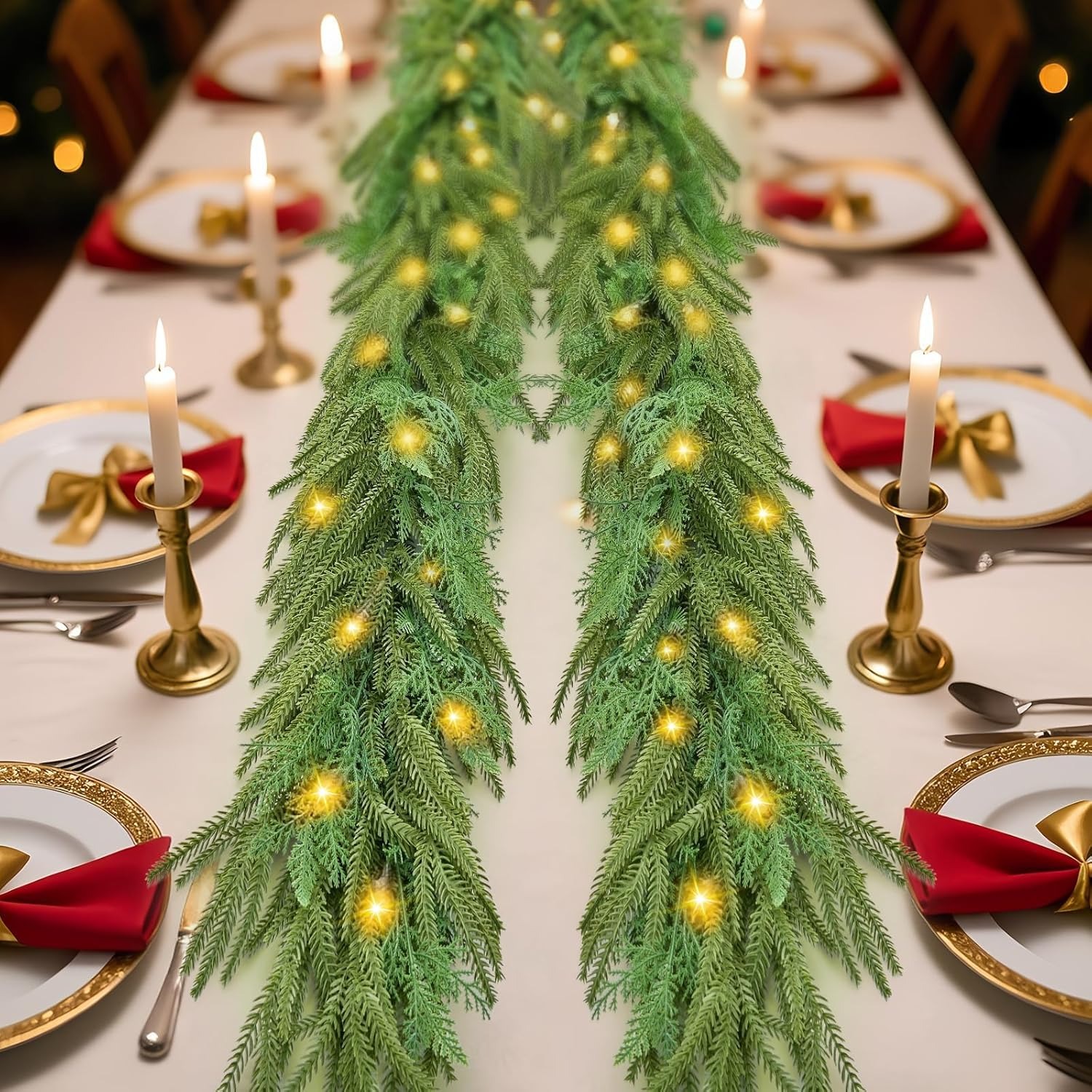 ✨Natural Christmas Greenery - Real Touch Norfolk Pine Garland