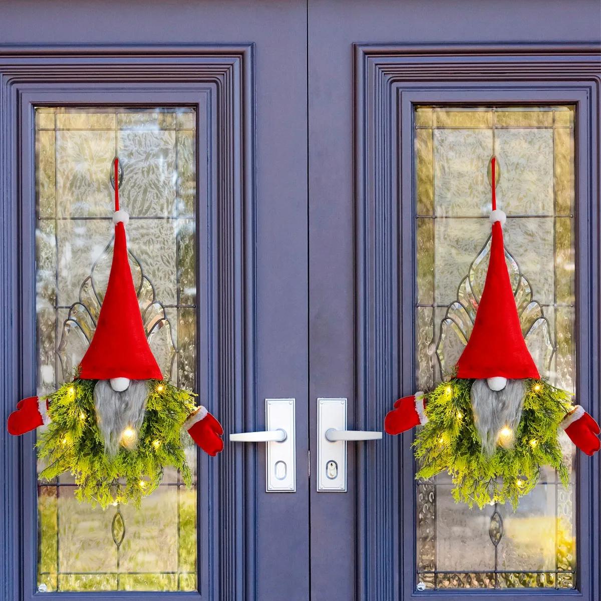 🔥Christmas Discount 50% Off✨ Lighted Gnome Christmas Door Wreath