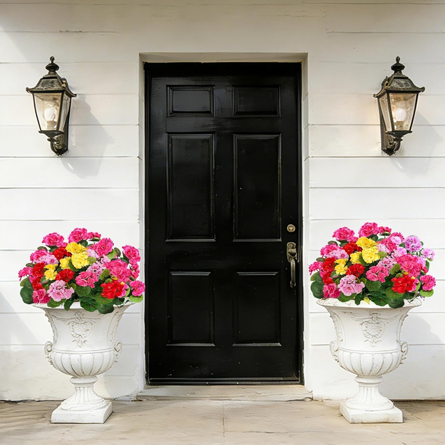 Artificial Geranium Flowers for Outdoors UV  Resistant Garden Plants Faux Flowers for Home Kitchen Table Centerpieces Decor