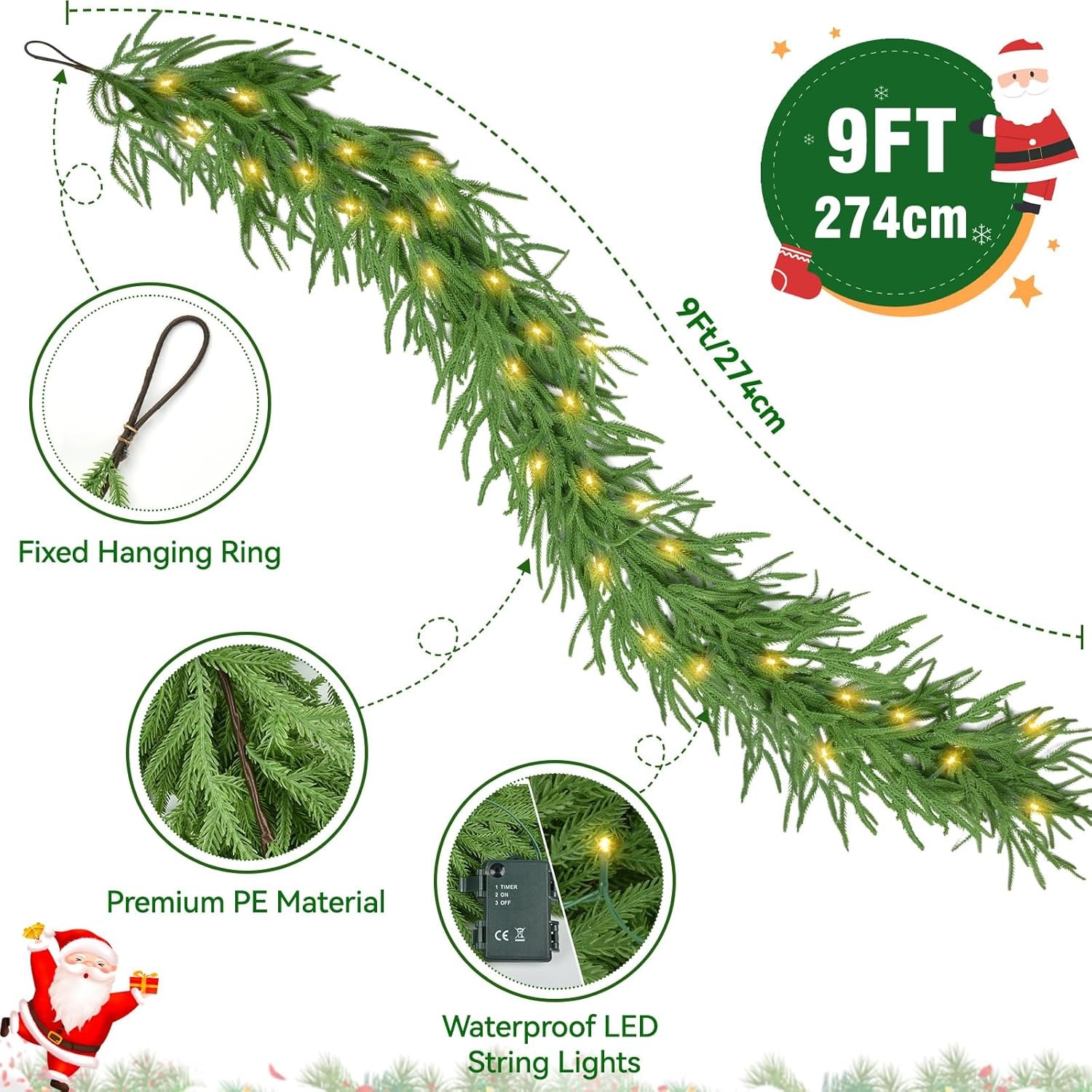 ✨Natural Christmas Greenery - Real Touch Norfolk Pine Garland