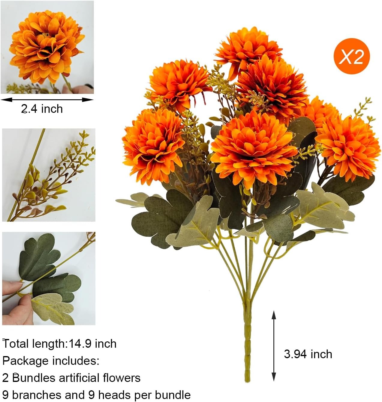 [Copy]💥$9.98 On Sale Today Only🌼- Artificial Outdoor Sunset Mums Flowers - UV resistant, Waterproof, Windproof