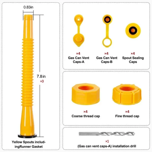 🔥BUY 2 GET 2 FREE🔥Upgraded Replacement Gas Can Spout with Flexible Nozzle, Fit for Most 1/2/5/10 Gal Can