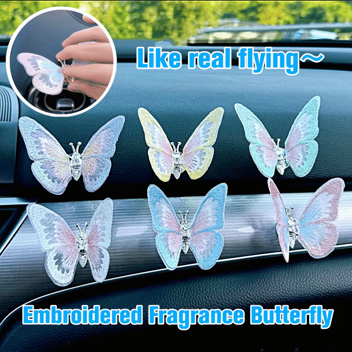 🎁Embroidery Fragrance Butterfly Decoration💎🚗🌈🔗🦋🦋😊⏰🍭💎🚗⭐📦🔒