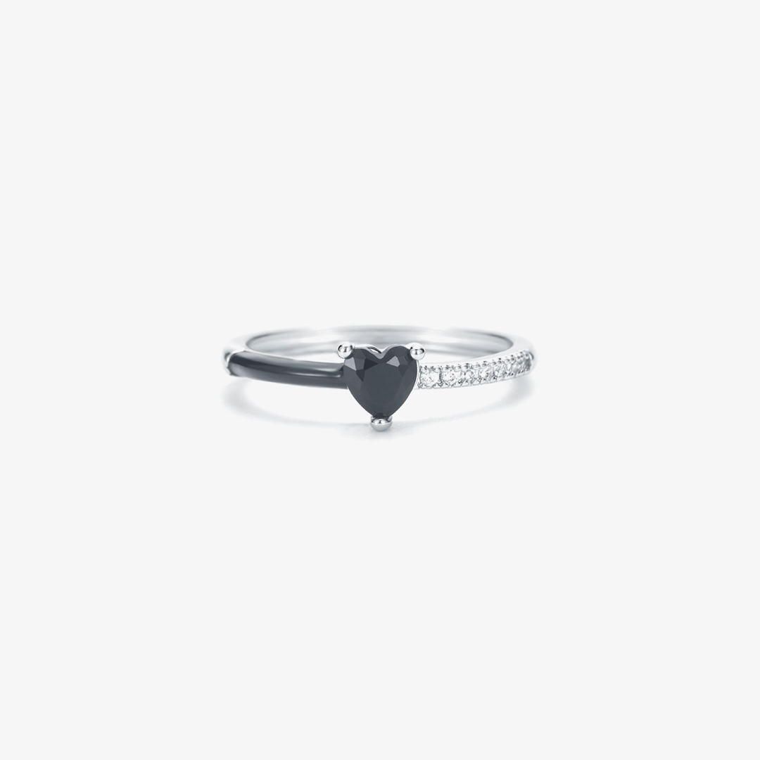 Melanoma & Skin Cancer Awareness-Black Ceramic Heart Ring