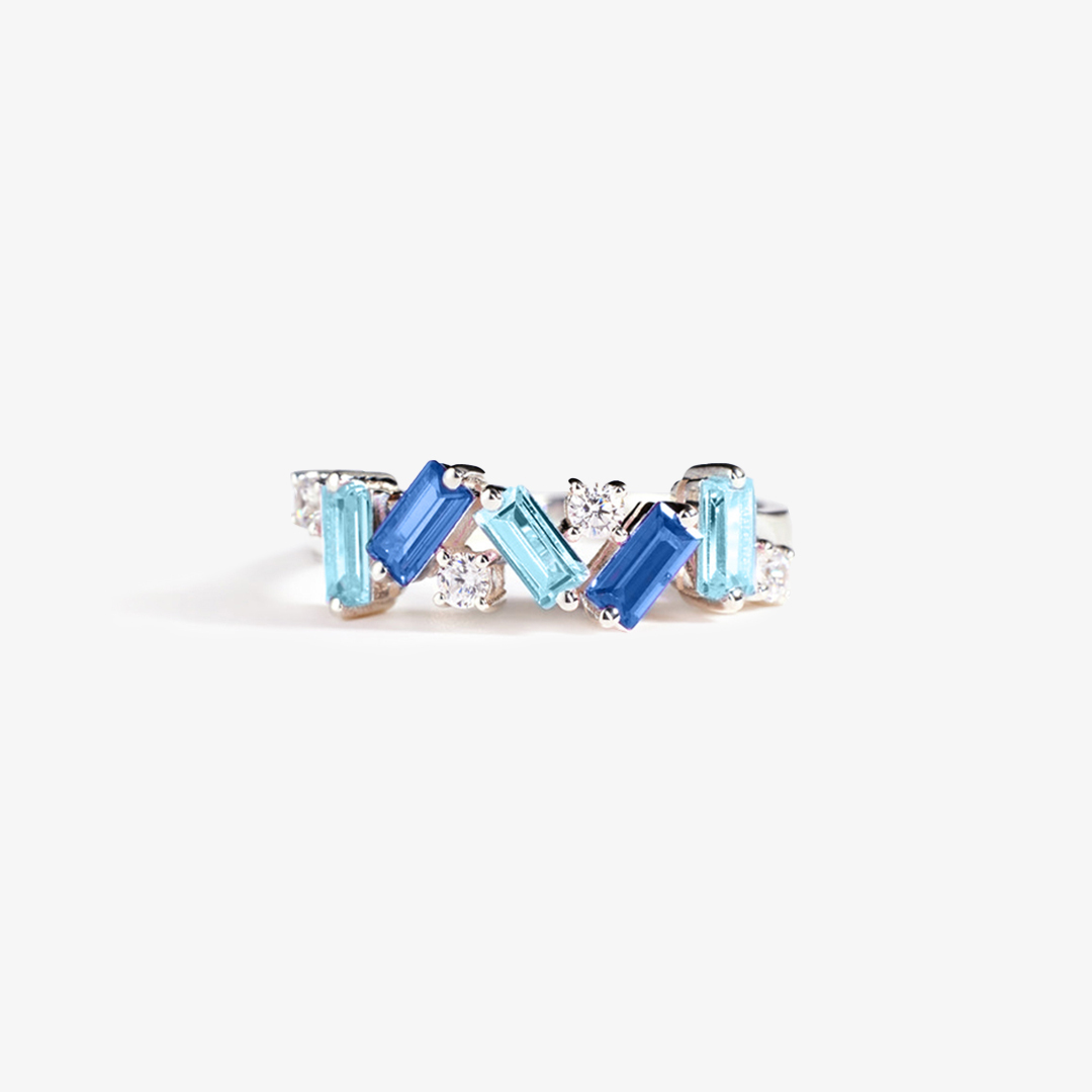 I wear blue for my son Broken Pieces Blue Sparkle Diamond Ring