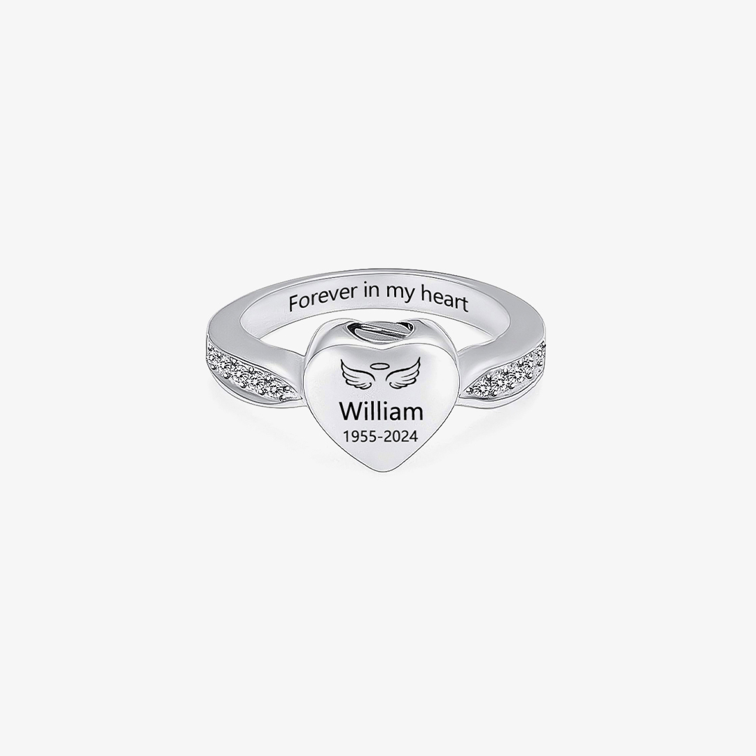 For Memorial-Personalized Name Date Memorial Heart Urn Ring
