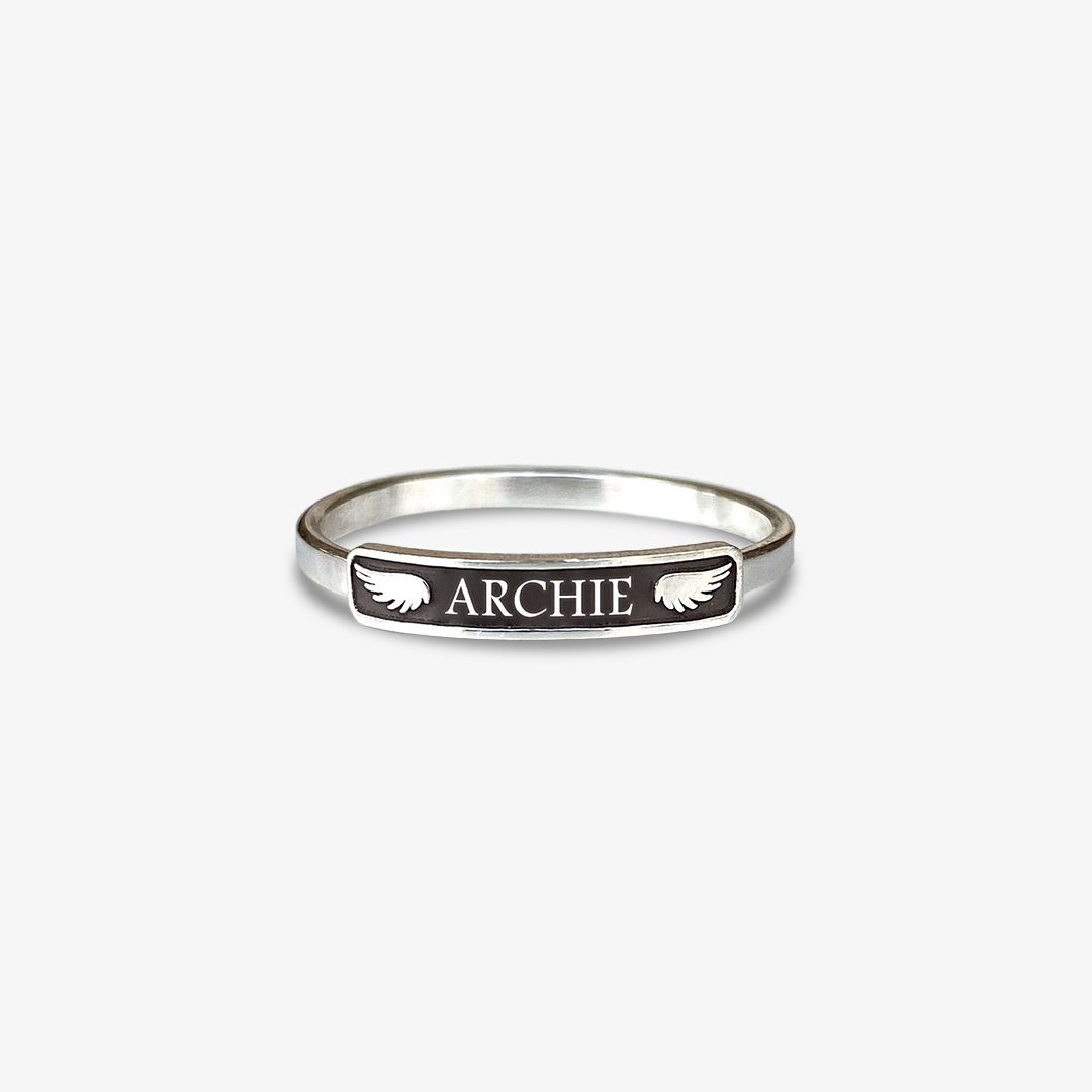 S925 I’M A Mother To A Son With Wings Custom Name Ring