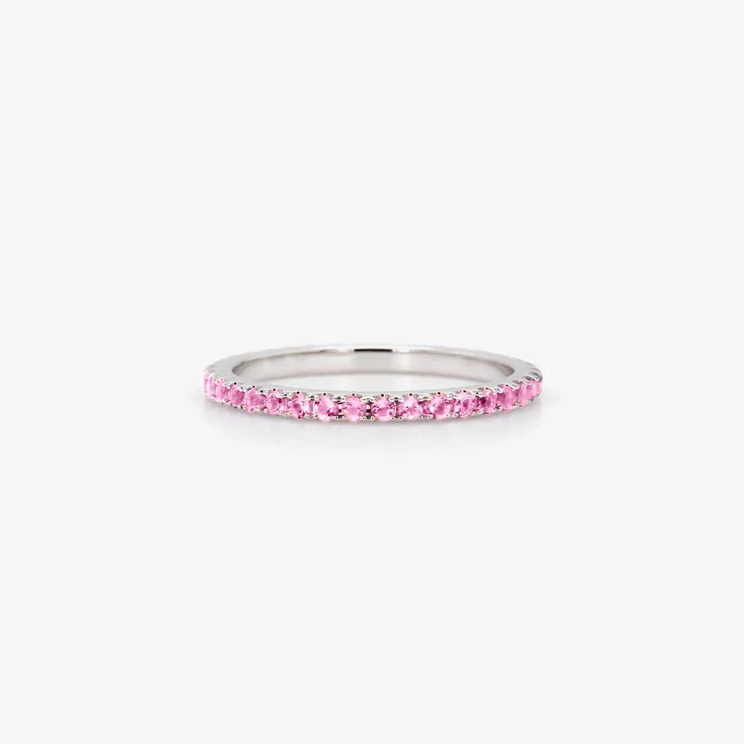 Breast Cancer Awareness Pink Half Eternity Ring
