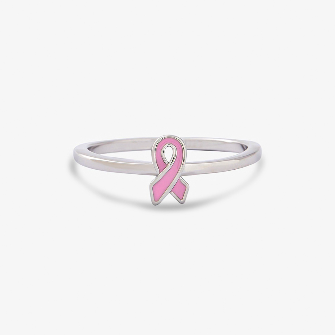 Breast Cancer Awareness- Pink ribbon thin Ring