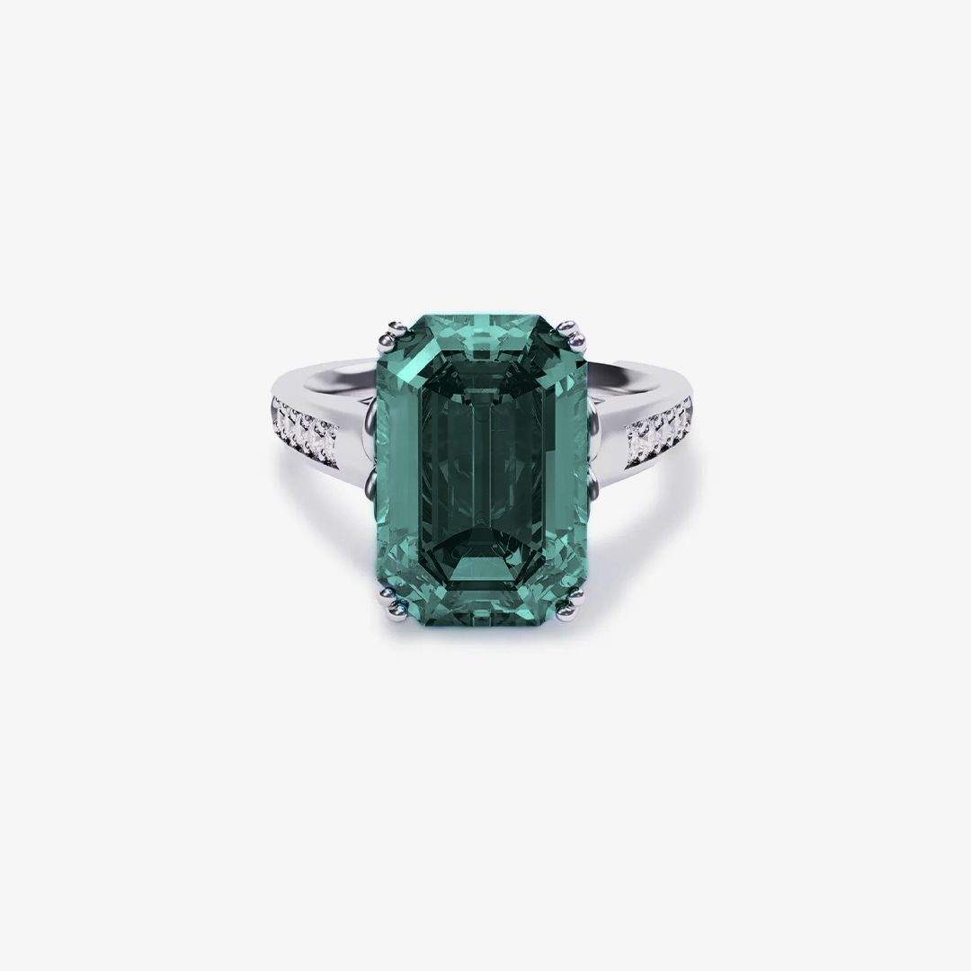 A self-Reminder You are still enough-Emerald-Cut Sculpted Ring 