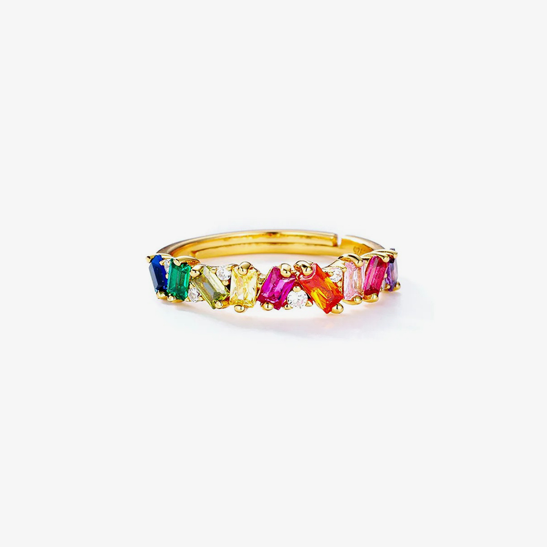 You Are the Rainbow of My Life Colorful Crystal Ring