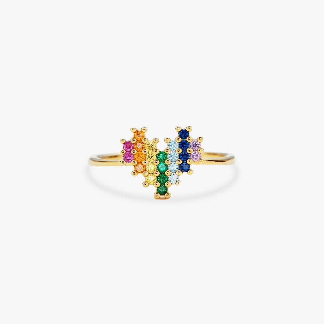You Are the Rainbow of My Life Heart Rainbow Adjustable Ring