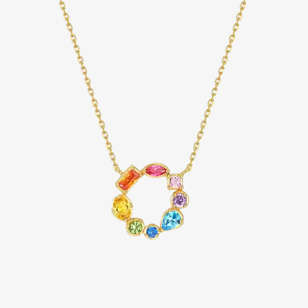 Love is Love- Irregular rainbow circle necklace