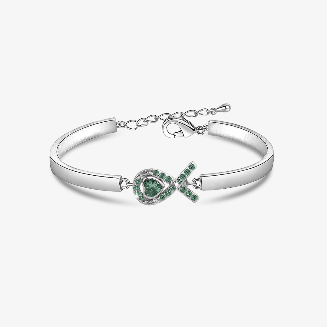 Kidney Disease Awareness-Green Heart Ribbon Bracelet