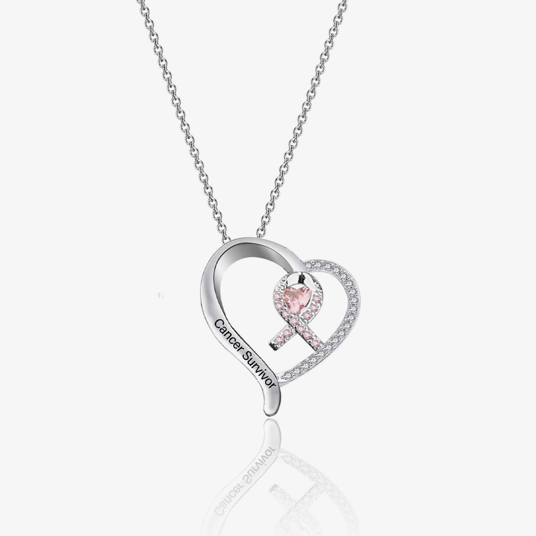 Breast Cancer Awareness-Survivor Pink Ribbon Rhinestone Necklace
