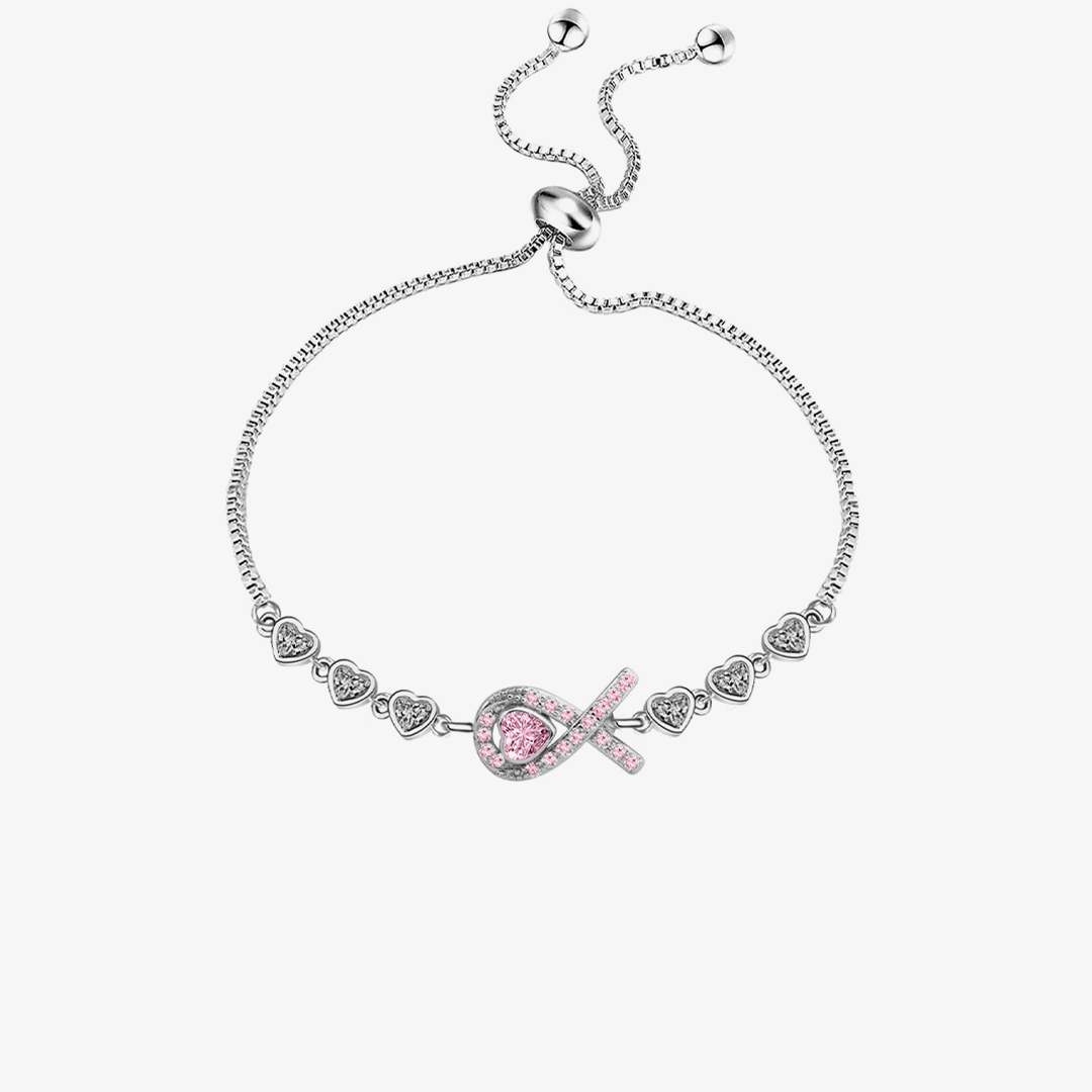 Breast Cancer Awareness-I am enough Pink Ribbon Heart Bracelet