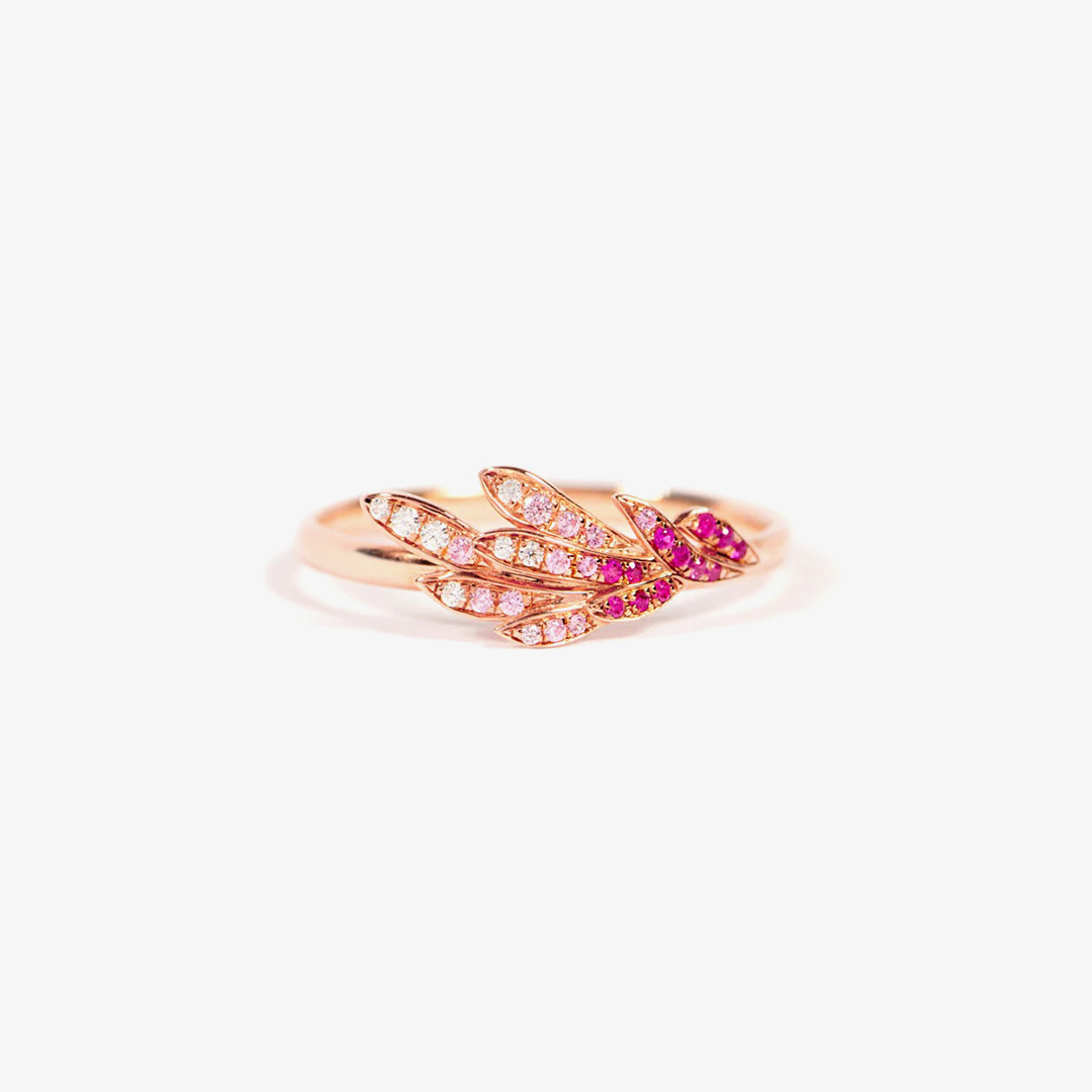 Hug from Heaven-Pink Diamond Angel Feather Ring