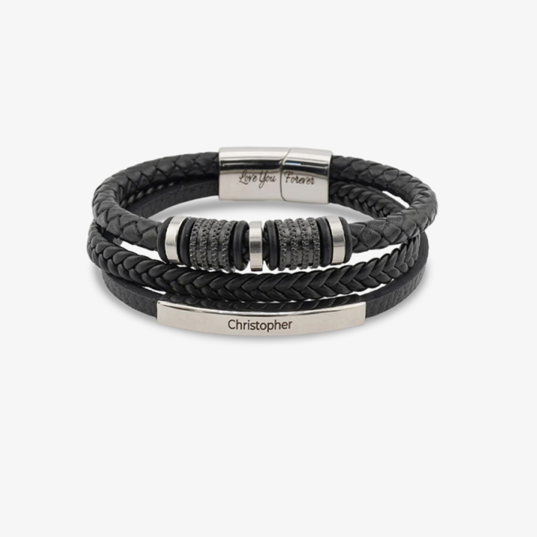 I’m a father to a son with wings-Customized name leather bracelet