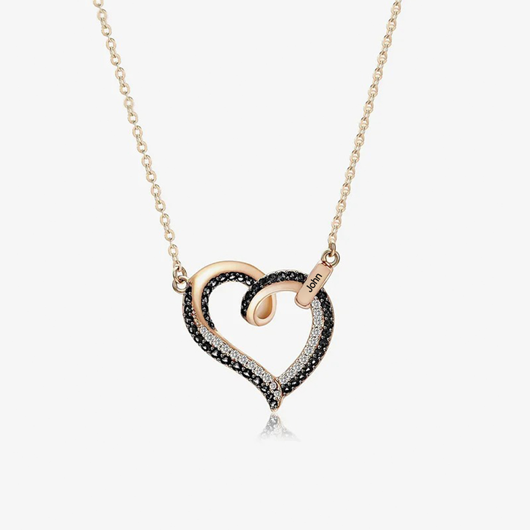 I am a mother to a son with wings-Black diamond heart name customized necklace