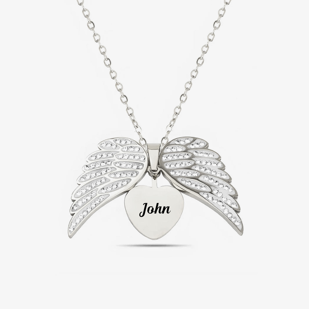 I am a mother to a son with wings-Custom Name Heart Wing Necklace
