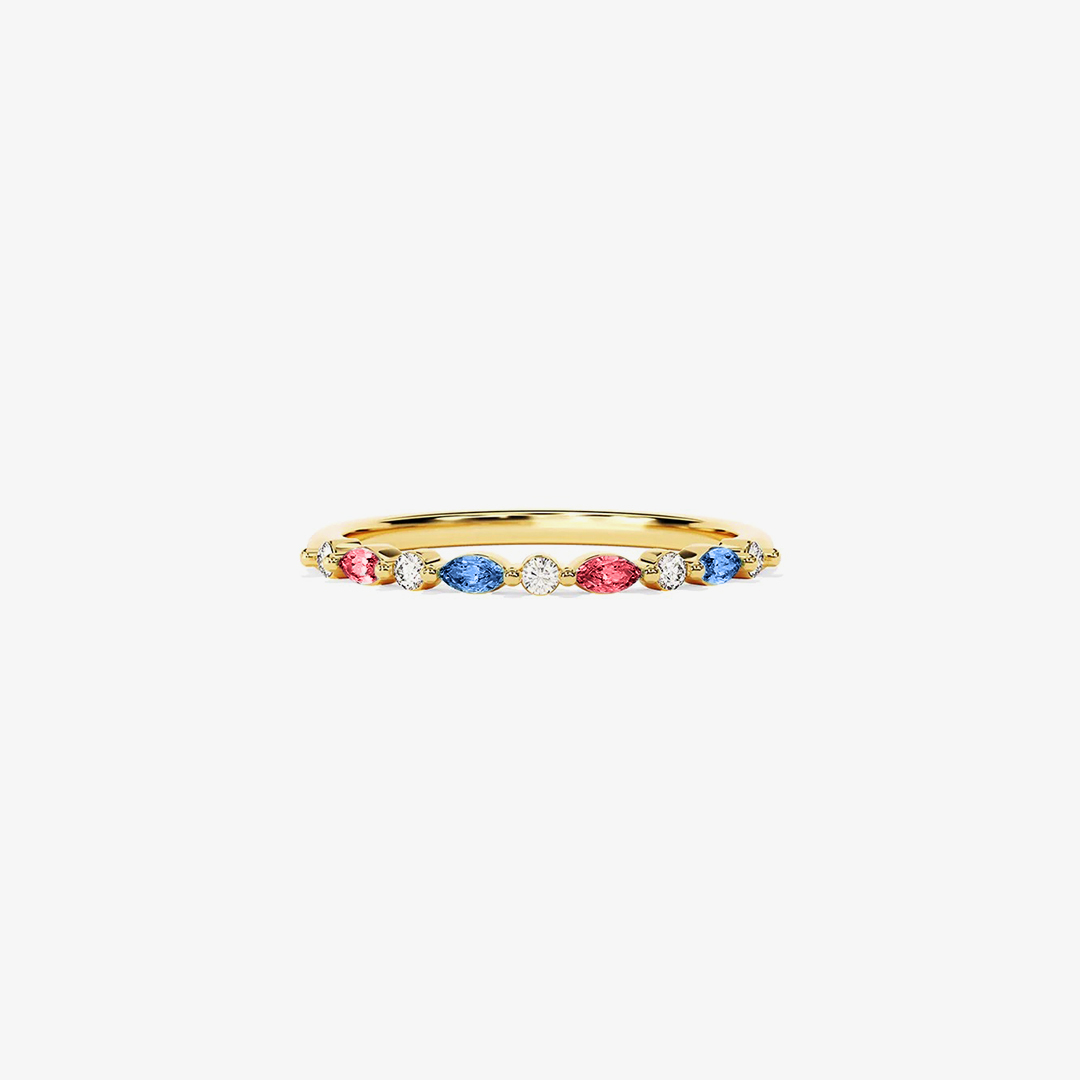 DIABETES AWARENESS-Cyan Diamond Thin Ring