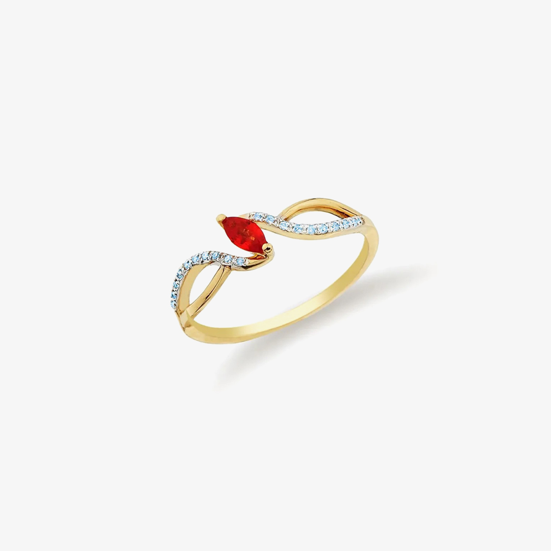 DIABETES AWARENESS-Infinity Red and Blue Diamond Ring
