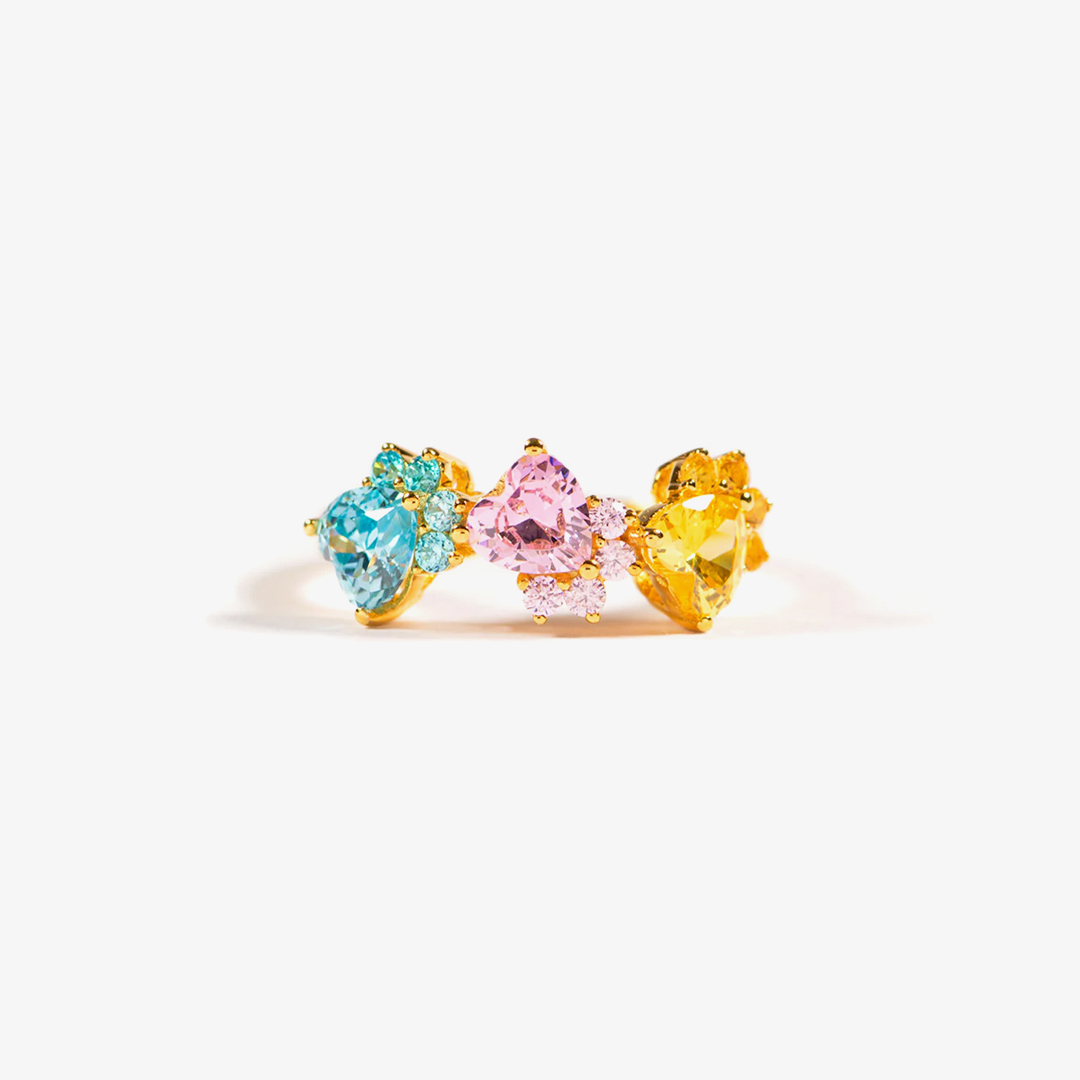 A girl and her dogs-The Dogmother Dog Paws 1-5 Birthstones Ring