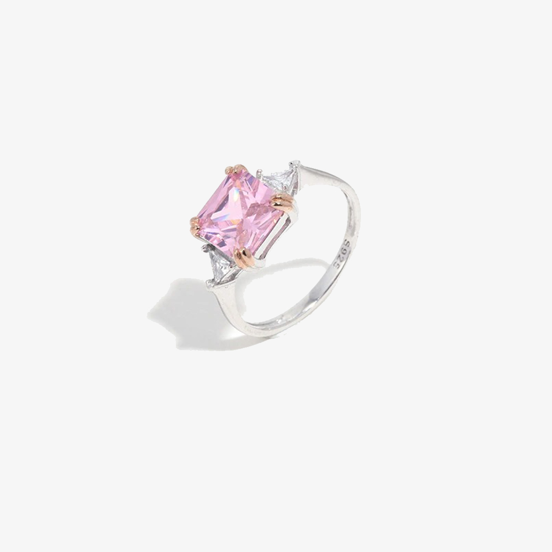 Breast Cancer Awareness-Square Pink Diamond Ring