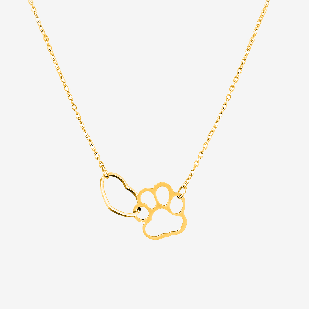 To My Furbaby in Heaven Paw Print Love Heart Necklace