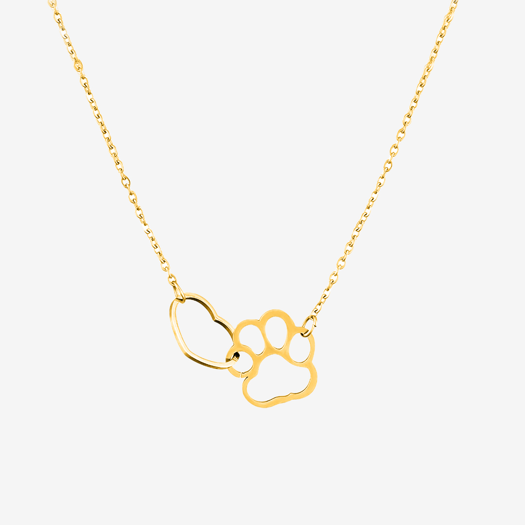 To My Furbaby in Heaven Paw Print Love Heart Necklace