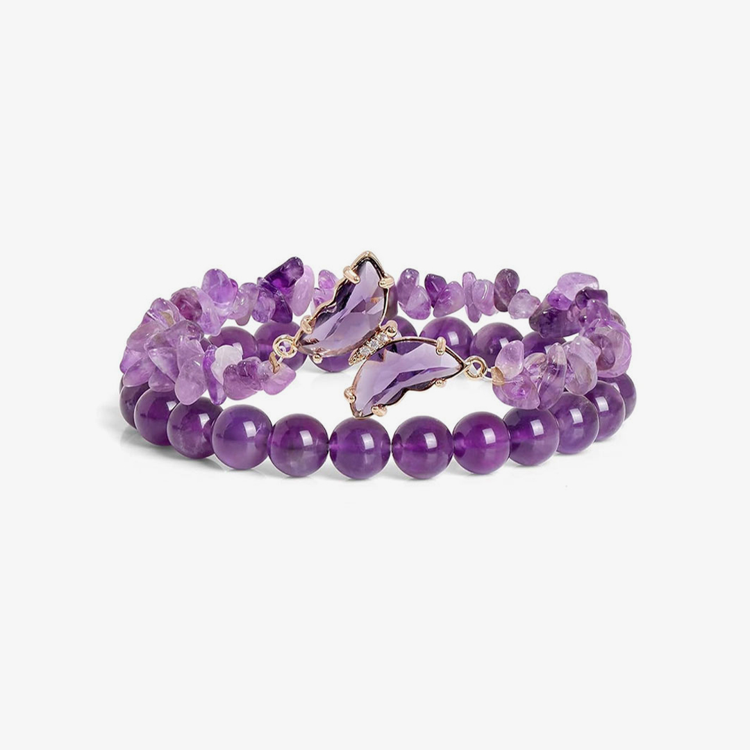 Alzheimer dementia awareness-Double-layer crystal butterfly bracelet