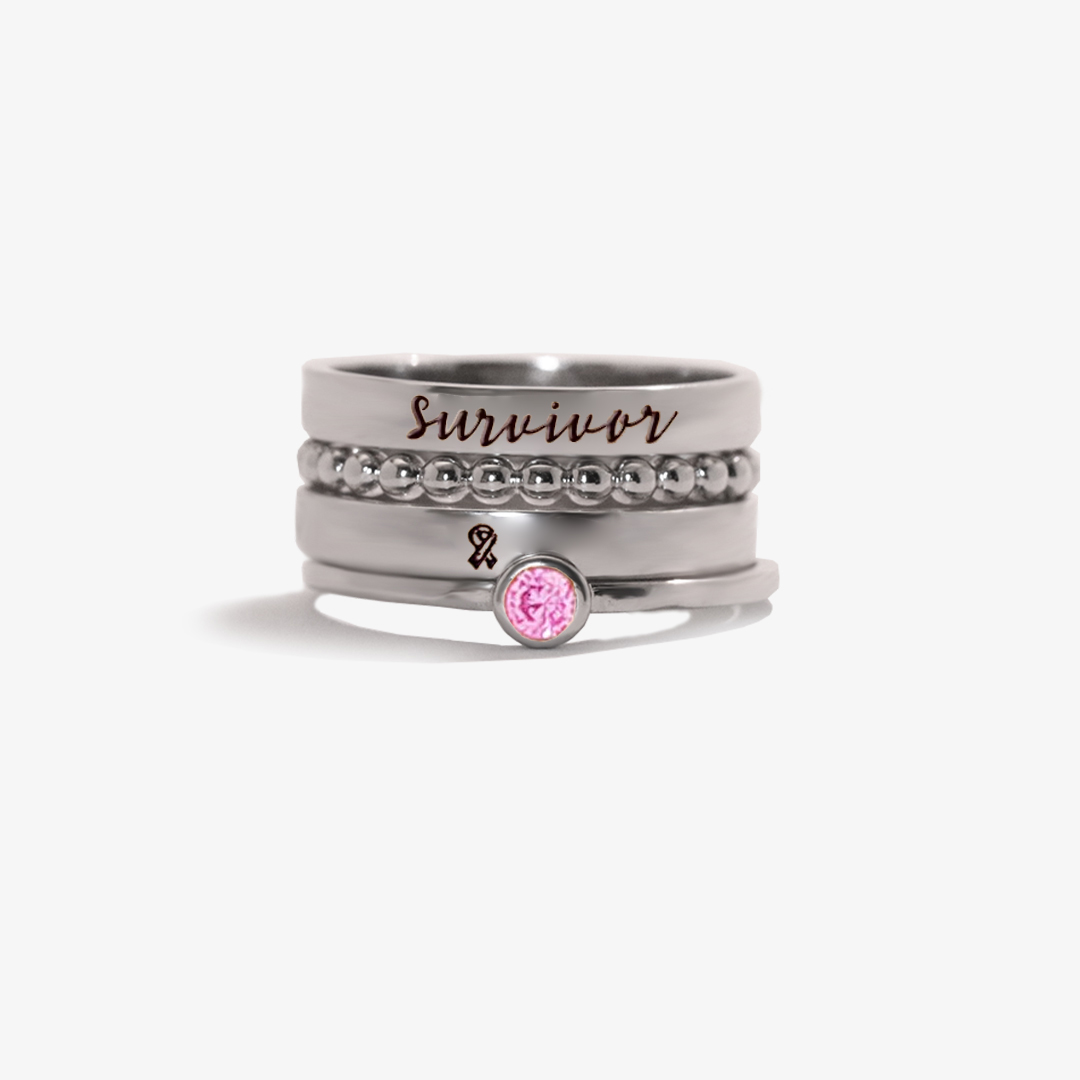 Breast Cancer Awareness-I Am Enough Four-layer stacking ring