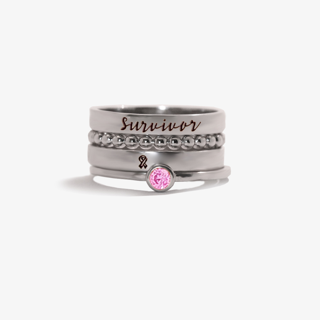 Breast Cancer Awareness-I Am Enough Four-layer stacking ring