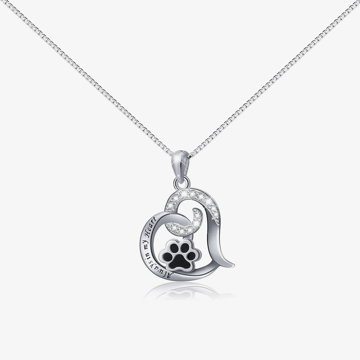 For memorial-To My Furbaby in Heaven Black Paw Print Heart Necklace