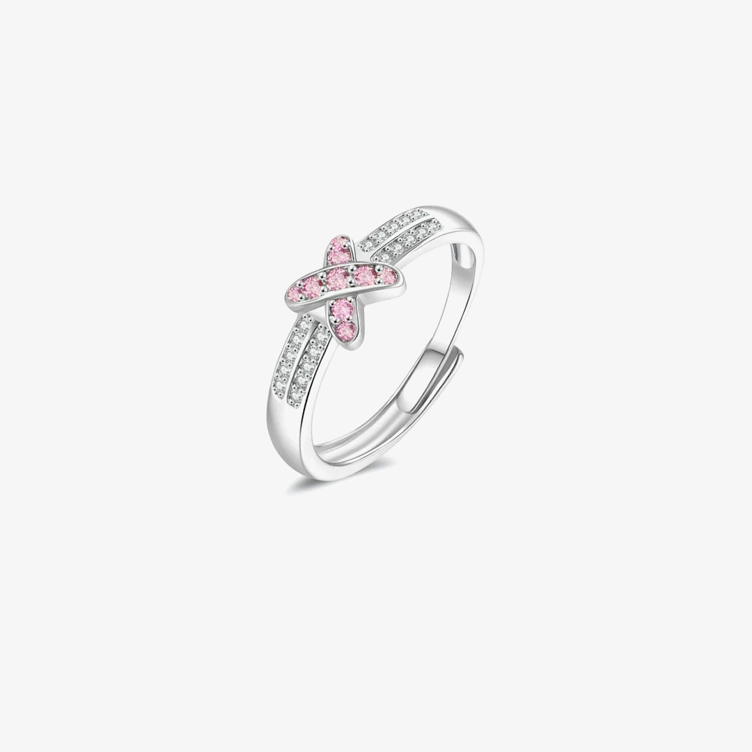 Breast Cancer Awareness-Pink Diamond Adjustable Ring