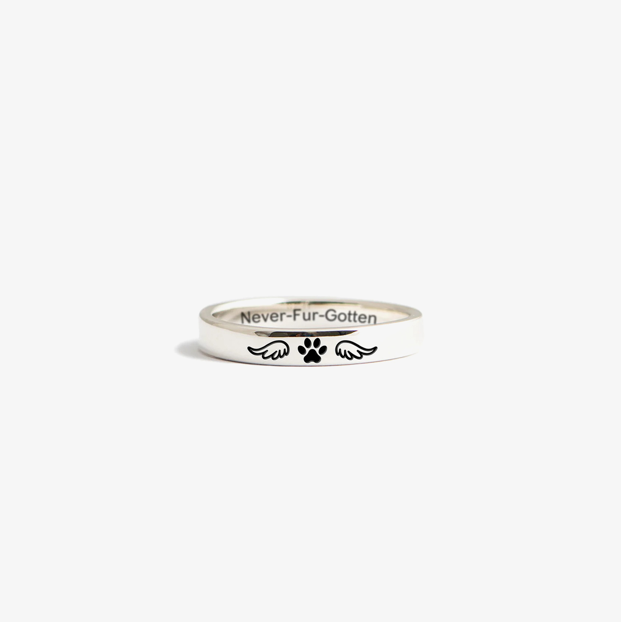 To My Furbaby in Heaven -Paw Print Wings Circle Ring