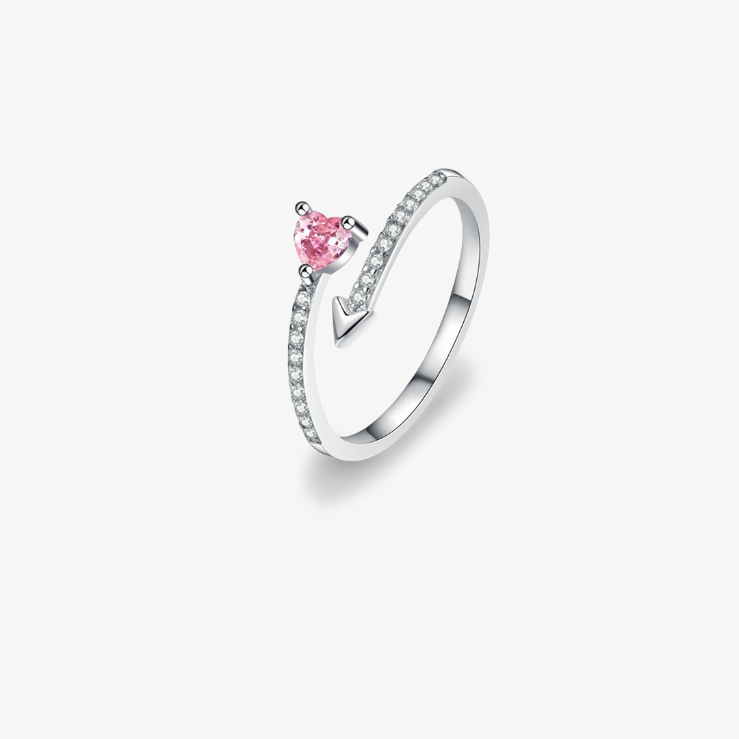Breast Cancer Awareness-Pink Diamond Heart Open Ring