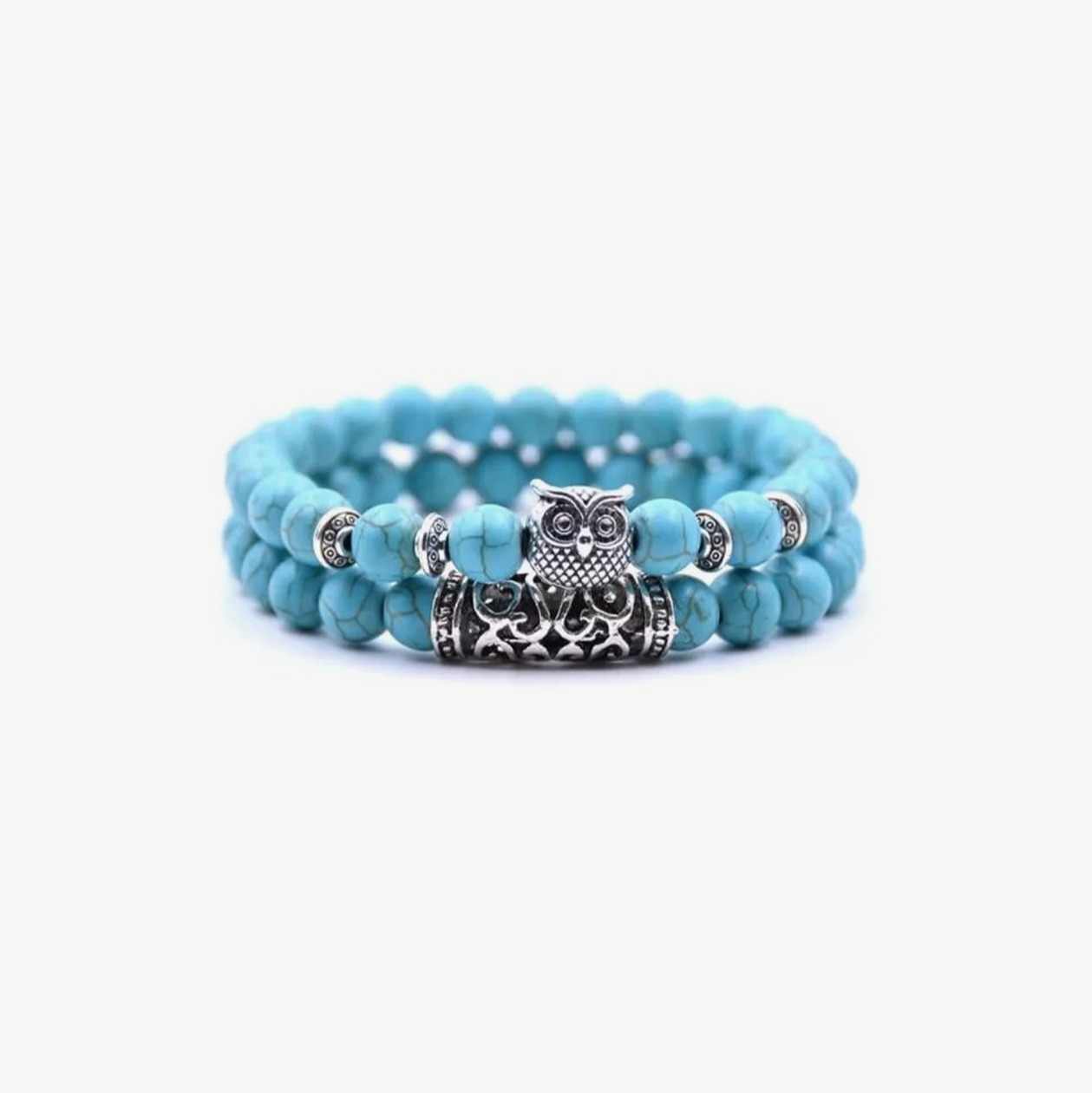 Lucky Owl Charm Natural Stone Bracelet