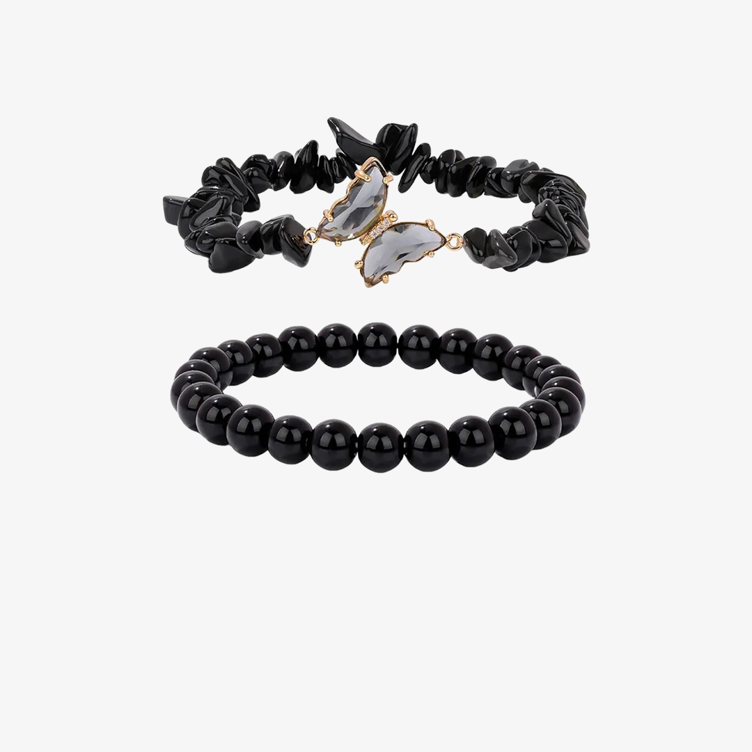 For Memorial-Butterflies are sent from  heaven above Double-layer crystal butterfly bracelet