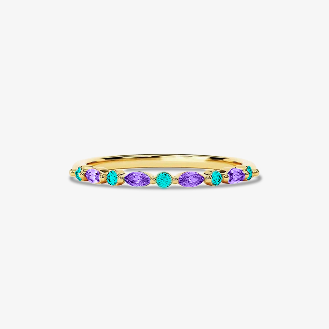 Suicide Prevention Awareness-Thin bluish purple diamond ring