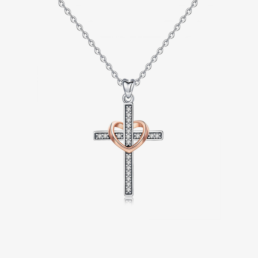 For Memorial-Missing You Always Cross Heart Necklace