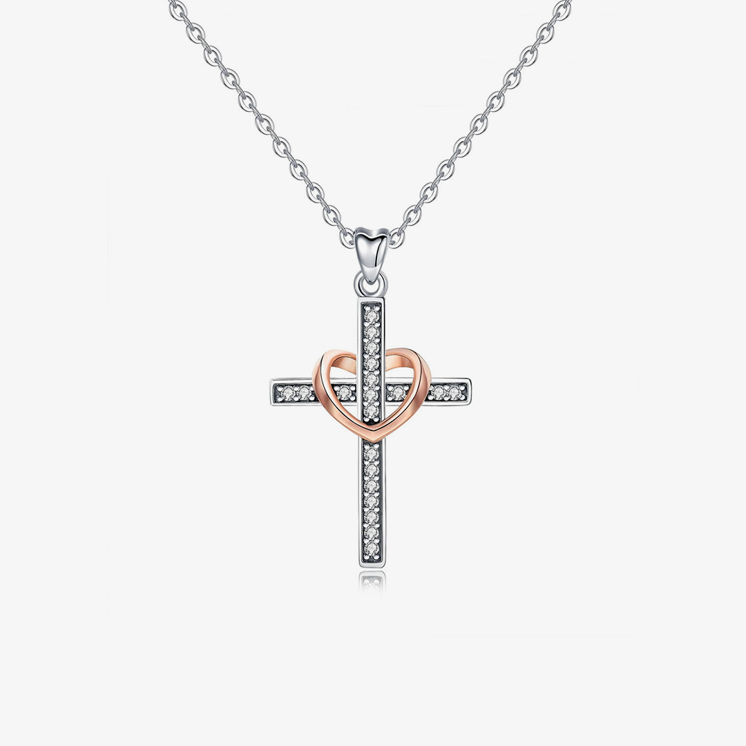 For Memorial-Missing You Always Cross Heart Necklace