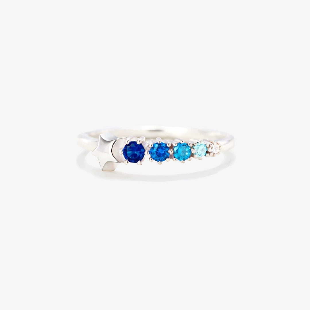Autism Awareness-Gradient Blue Star Ring